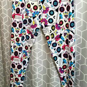 NWOT LuLaRoe Leggings - TC2 - Multicolored Sugar Skulls Dia De Los Muertos